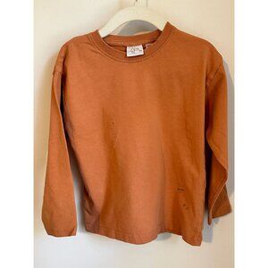 Zara girls 3-4 years rust long 100% algodon cotton long sleeved shirt